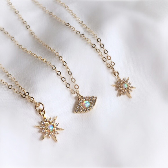 Petite Opal Pave CZ Necklace - Picture 4 of 7